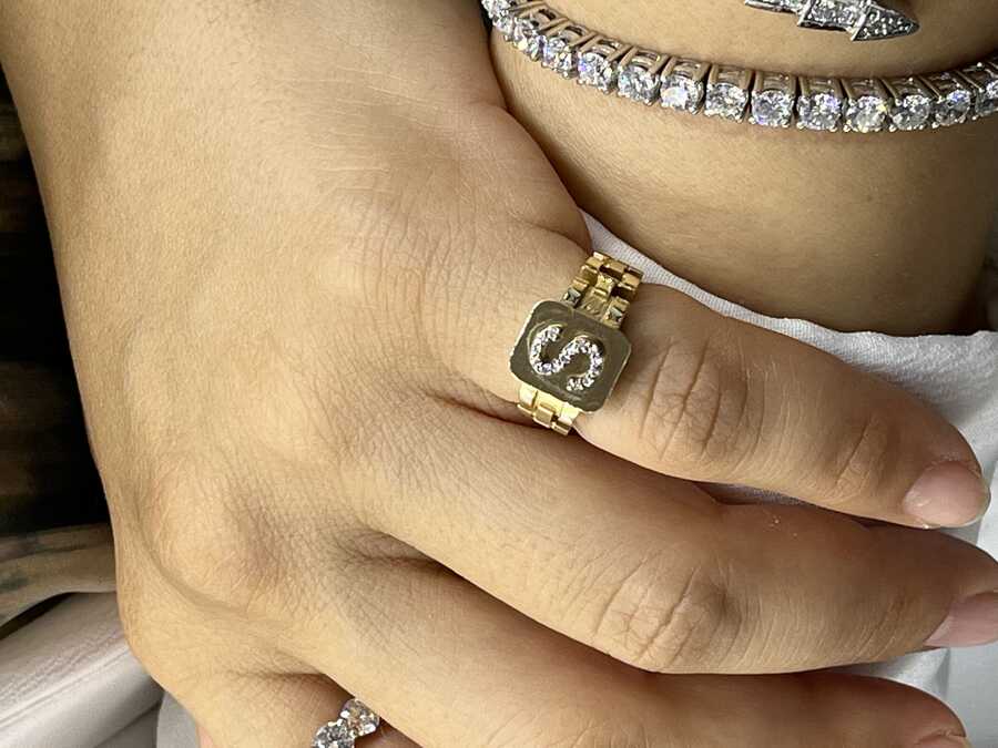 14K Gold Diamond Initial Rings · Dana Rebecca Designs