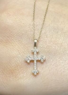 0.10 ct Londia Natural Diamond Cross Necklace / 1138624 - 1