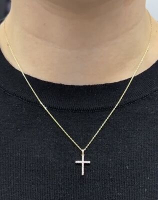 0.10 ct Londia Natural Diamond Cross Necklace / 1138632 - 2