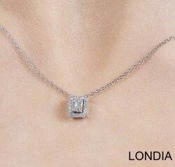 0.10 ct.Natural Diamond Baguette Necklace / Minimalist Necklace / 1123963 - Londia Jewellery