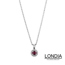 0.10 ct Natural Round cut Ruby and 0.06 ct Diamond Necklace / 1118818 - Londia Jewellery