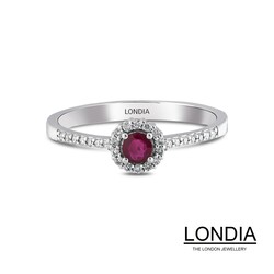 0.16 ct Ruby and 0.11 ct Diamond Engagement Ring / 1118816 - Londia Jewellery