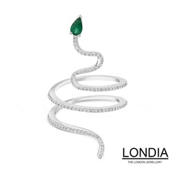 0.18 ct Emerald and 0.29 ct Diamond Serpenti Fashion Ring / 1120877 - Londia Jewellery