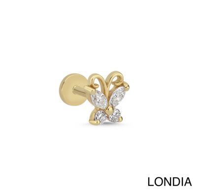 0.20 ct Doğal Pırlanta Kelebek Tragus Piercing / 1140118 - 1