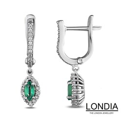 0.30 ct Marquise Cut Natural Emerald and 0.20 ct Natural Diamond Earring / 1118843 - Londia Jewellery