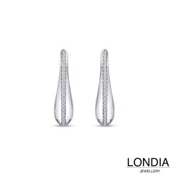 0.30 ct Londia Classy Natural Diamond Earring / Hoop Earring / F Rare White / 1144557 - 3