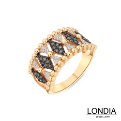 0.30 ct Londia Natural Black and White Diamond Special Design Fashion Ring /1144866 - 3