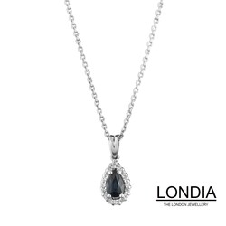 0.30 ct. Natural Pear Cut Sapphire and 0.06 ct Diamond Necklace / 1118853 - Londia Jewellery