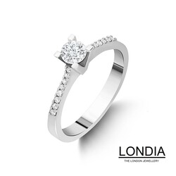 0.30 Karat Pırlanta Kenar Taşlı Tektaş Yüzük / 1115913 - Londia Jewellery