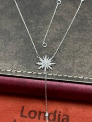 0.34 karat Pırlanta Güneş Kolye / Tasarım Altın ve Pırlantalı Zincir Sallantılı Kolye / 1134584 - Londia Jewellery