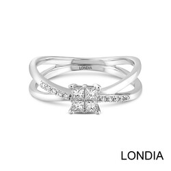 0.34 karat Pırlanta Çift Bantlı Moda Yüzük / Prenses ve Yuvarlak Kesim Pırlanta / Eşsiz Yüzük 1126526 - Londia Jewellery