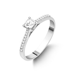 0.40 ct Princess Cut Side Diamond Engagement Ring / 1110437 - Londia Jewellery