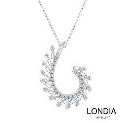 0.40 ct Londia Special Design Natural Diamond Baguette Necklace / F Rare White / 1141930 - 2