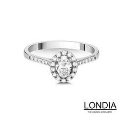 0.40 Karat Londia Natürlicher Oval Schnıtt Diamant Halo Verlobungsring / 1114966 - Londia Jewellery