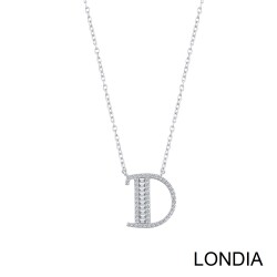 0.41 ct Gold Diamond Initial Necklace / Emerald and Round Cut Diamond / 1124411 - Londia Jewellery