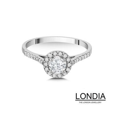 0.50 ct Londia Natural Diamond Halo Engagement Ring / F Gia Certified / 1119961 - 1