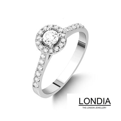 0.50 ct Londia Natural Diamond Halo Engagement Ring / F Gia Certified / 1119961 - 2