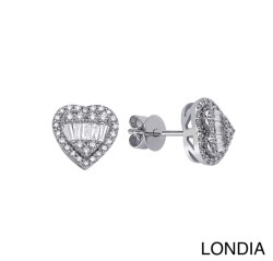 0.50 ct Londia Natural Diamond Heart Earring / Unique Baguette and Round Cut Diamond Earring / 1139412 - Londia Jewellery