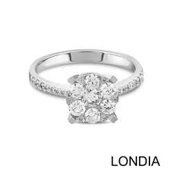 0.50 ct. Londia Cluster Engagement Ring / F Rare White Diamond Ring / 1128844 - Londia Jewellery