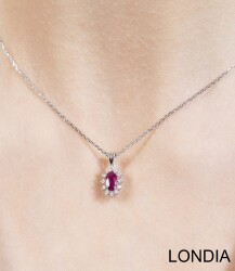 0.50 ct.Natural Oval cut Ruby and 0.07 ct. Diamond Necklace / 1119050 - Londia Jewellery