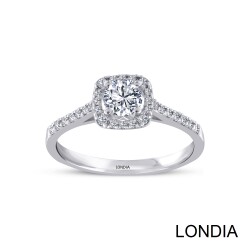 0.60 ct Londia Natural Diamond Halo Engagement Ring / F Gia Certified / 1136052 - Londia Jewellery