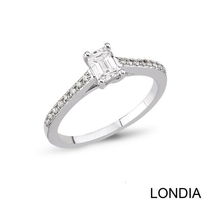 0.60 ct Londia Natural Emerald Cut Side Diamond Engagement Ring / Gia Certificated / 1125499 - 1