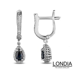 0.60 ct Pear Cut Natural Sapphire and 0.20 ct Natural Diamond Earring / 1118854 - Londia Jewellery