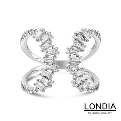 0.62 karat Pırlanta Çift Bantlı Yüzük / Modern Pırlanta Yüzük /1121916 - Londia Jewellery