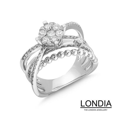 0.62 karat Pırlanta Lines Moda Yüzük / 14 Ayar Altın ve Pırlanta / 7.67 gram Pırlanta Çapraz Yüzük / 1123723 - 2