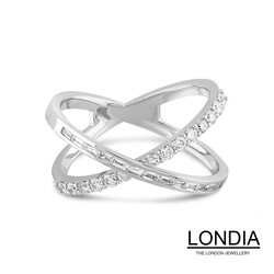 0.64 karat Pırlanta Çift Bantlı Yüzük / Modern Pırlanta Yüzük /1122469 - Londia Jewellery