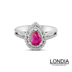 0.69 karat Damla Kesim Yakut ve 0.33 karat Pırlanta Nişan Yüzüğü / 1119677 - Londia Jewellery