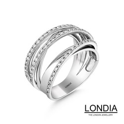 0.72 karat P0.72 karat Pırlanta Lines Moda Yüzük / 14 Ayar Altın ve Pırlanta / 8.26 gram Pırlanta Çapraz Yüzük / 1119973 - 2