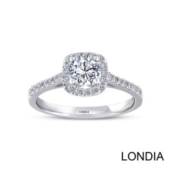 0.80 ct Londia Natural Diamond Halo Engagement Ring / F Gia Certified / 1123171 - Londia Jewellery