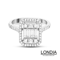 0.79 karat Doğal Pırlanta Nişan Yüzüğü / Baget Pırlanta Yüzük / 1108335 - Londia Jewellery