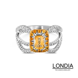 0.79 karat Sitrin ve 0.60 karat Doğal Pırlanta / Tasarım Pırlanta Yüzük / 1119220 - Londia Jewellery