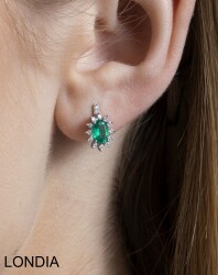 0.80 ct Oval Cut Natural Emerald and 0.20 ct Natural Diamond Earring / 1124014 - Londia Jewellery