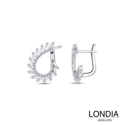 0.90 ct Londia Natural Diamond Earring / Design Hoop Earring / F Rare White / 1143134 - 1