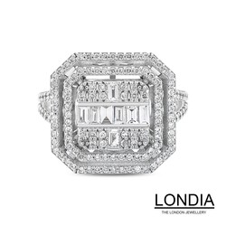 0.93 karat Pırlanta Baget Yüzük / 14k Altın / Parlak Moda Yüzük / 1123680 - Londia Jewellery