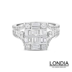 1 karat Doğal Pırlanta Nişan Yüzüğü / Baget Pırlanta Yüzük / 14 Ayar Altın Baget Pırlanta Yüzük / Tektaş Yüzük / 1129118 - Londia Jewellery