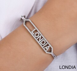 Londia Happy Diamond Personalized Bangle Bracelet / 1.00 ct. F Rare White Natural Diamond Bracelet / 1144291 - 1