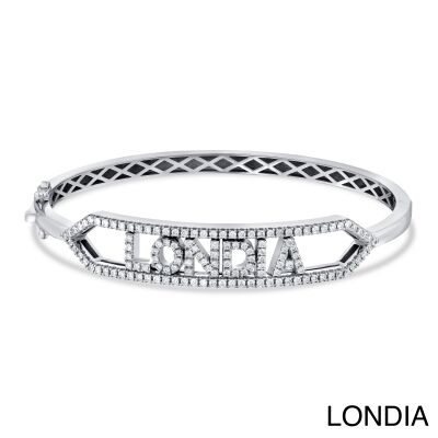 Londia Happy Diamond Personalized Bangle Bracelet / 1.00 ct. F Rare White Natural Diamond Bracelet / 1144291 - 2