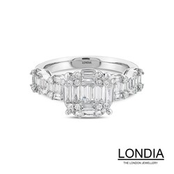 1.06 karat Doğal Pırlanta Nişan Yüzüğü / Baget Pırlanta Yüzük / 1124340 - Londia Jewellery