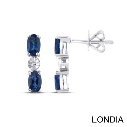 1.10 ct Natural Sapphire and 0.01 ct Natural Diamond Earring / 1126593 - Londia Jewellery