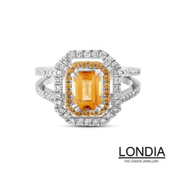 1.19 karat Sitrin ve 0.44 karat Doğal Pırlanta / Tasarım Pırlanta Yüzük / 1119221 - Londia Jewellery