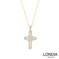 1.20 ct Londia Clair Eternity Necklace With Cross Pendant / Baguette and Round Cut Natural Diamond / 1144376 - 2