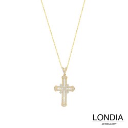 1.20 ct Londia Clair Eternity Necklace With Cross Pendant / Baguette and Round Cut Natural Diamond / 1144376 - 3