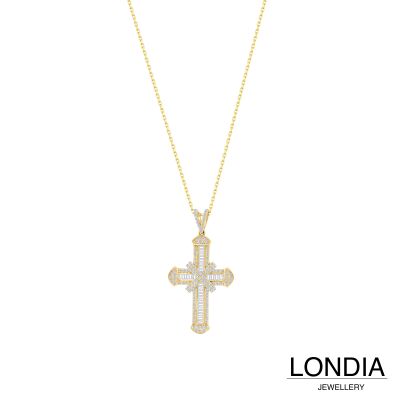 1.20 ct Londia Clair Eternity Necklace With Cross Pendant / Baguette and Round Cut Natural Diamond / 1144376 - 3