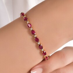 12.05 ct Oval Cut Ruby and 0.76 ct Diamond Bracelet / 1109330 - Londia Jewellery