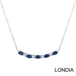 1.40 ct Oval Cut Natural Sapphire and 0.03 ct Diamond Necklace / 1126591 - 3