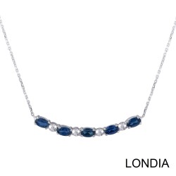 1.40 ct Oval Cut Natural Sapphire and 0.03 ct Diamond Necklace / 1126591 - 1